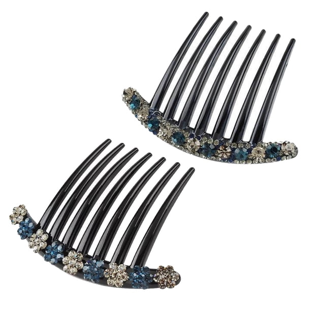 2 peinetas laterales de 7 dientes con diseño floral de diamantes de imitación, horquillas decorativas con flores de diamantes de imitación, accesorios para mujer (2 estilos)