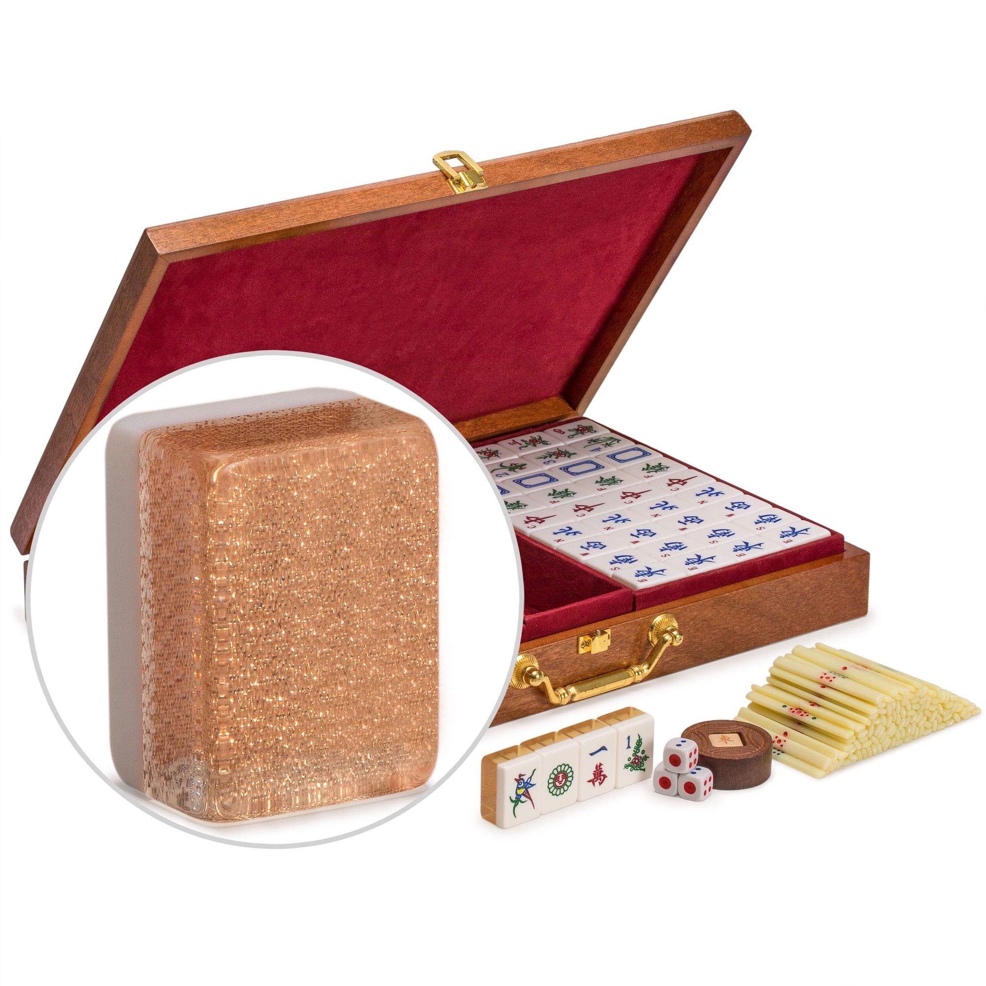 Yellow Mountain Imports - Juego De Mahjong Chino Yellow Mountain Con Caja De Madera