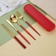 thumbnail image 1 of 5pcs/set, Cutlery, Coffee Spoon, Salad Fork, Steak Knife, Milk Spoon, Salad Fork, Meal Knife, Portable Chopsticks, Washable Dessert Spoon, Stainless Steel Flatware With Storage Box, Tableware For Rest, 1 of 5