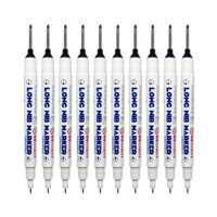 Magideal - 10 Piezas Marcador De Agujeros Profundos Lápiz De Carpintería Doble Punta Marcado Preciso Material Pp Secado Rápido Adecuado Para Construcción Decora Negro