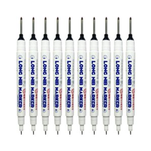 Magideal - 10 Piezas Marcador De Agujeros Profundos Lápiz De Carpintería Doble Punta Marcado Preciso Material Pp Secado Rápido Adecuado Para Construcción Decora Negro