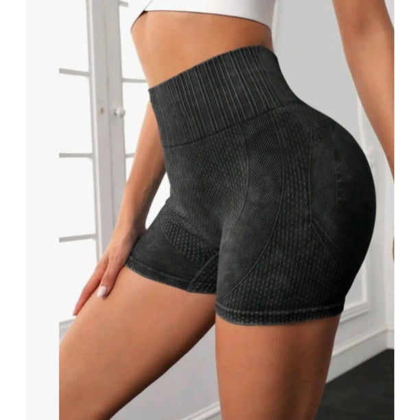 Calza Short Deportivo Mujer Push Up Frunce Tiro Alto Gym 005