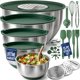 thumbnail image 1 of Set de 28 tazones de mezcla Priority Chef de acero inoxidable verde, 1 of 9