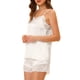 thumbnail image 4 of INSPIRE CHIC Conjunto de pijama de satén para mujer de regreso a clases con top de camisola con encaje y pantalones cortos, ropa de dormir con tirantes ajustables, ropa de descanso sedosa M Blanco, 4 of 6