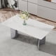 thumbnail image 1 of Modern minimalist dining table. The white imitation marble glass desktop is equipped with silver metal legs. Suitable for restaurants and living rooms 71" *39.3" *29.5" DT-69, 1 of 3