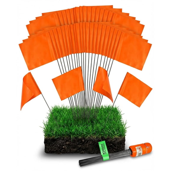 Banderines Para Marcar El Jardín Naranja Fluorescente Paquete De 50