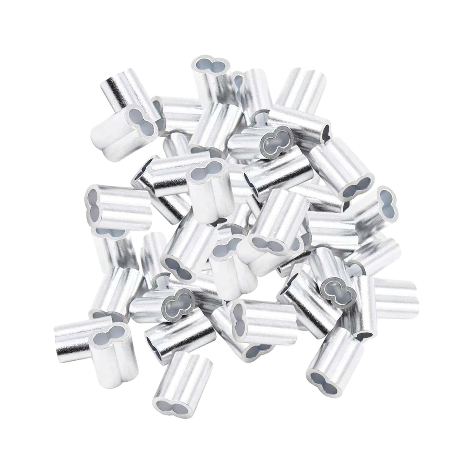 Magideal - 100x Fundas De Aluminio Para Cuerda De Alambre, Fundas De Doble Manga Para Cuerdas De Alambre Y Líneas De Cables, Fundas Para Cables De Cuerda De Alam M3