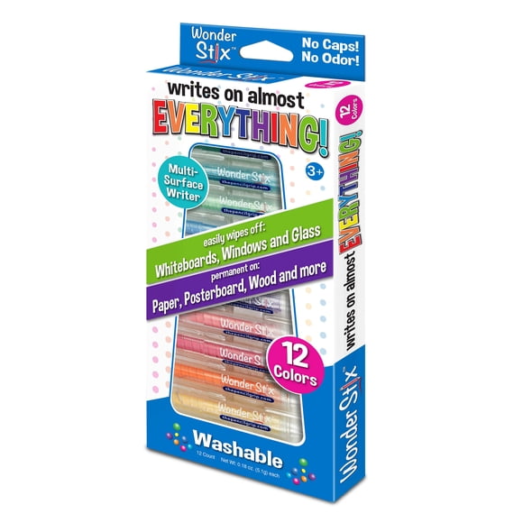 Lápices de tiza Wonder Stix, 12 unidades, colores pastel, sin polvo