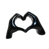 Bothyi - Estatua De Gesto De Mano, Artesanía, Escultura De Mano De Corazón Para Repisa, Escritorio, Dormitorio, Negro