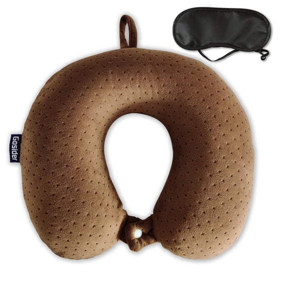 Almohada de viaje Gosider forma U 30x30x10 cm color marrón