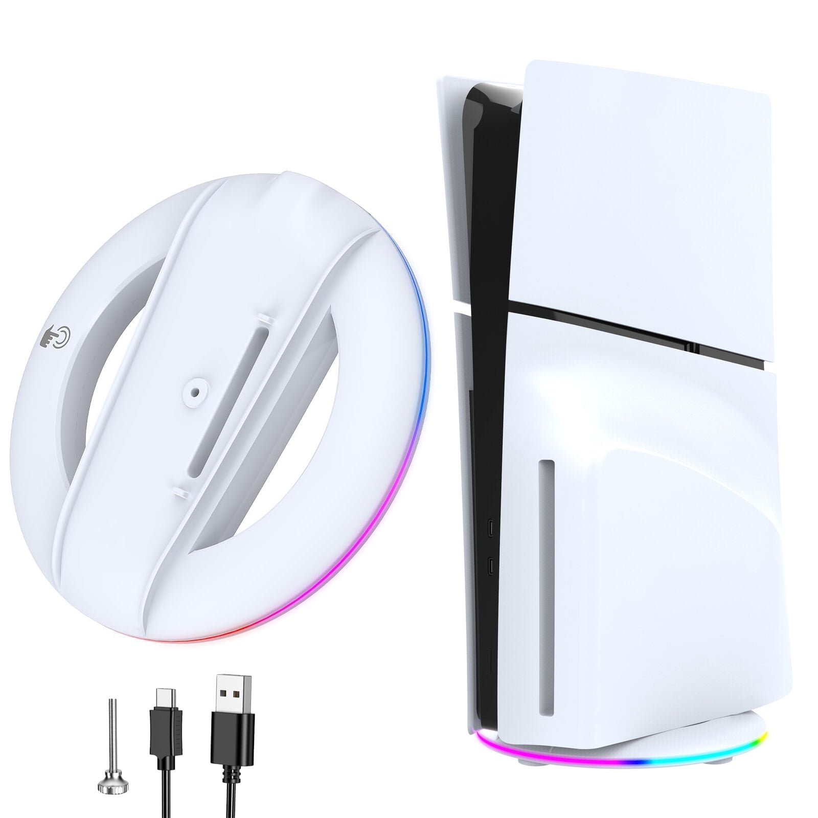 Soporte Vertical Aaronmei Ps5 Slim Disc Y Digital Edition Rgb Blanco