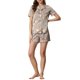 thumbnail image 2 of INSPIRE CHIC Conjunto de Pijama de Mujer con Estampado de Manga Corta, Suave con Botones y Cuello con Muesca, Conjunto de Pantalones Cortos para Dormir para Primavera Verano Talla Extra Grande Gris, 2 of 6