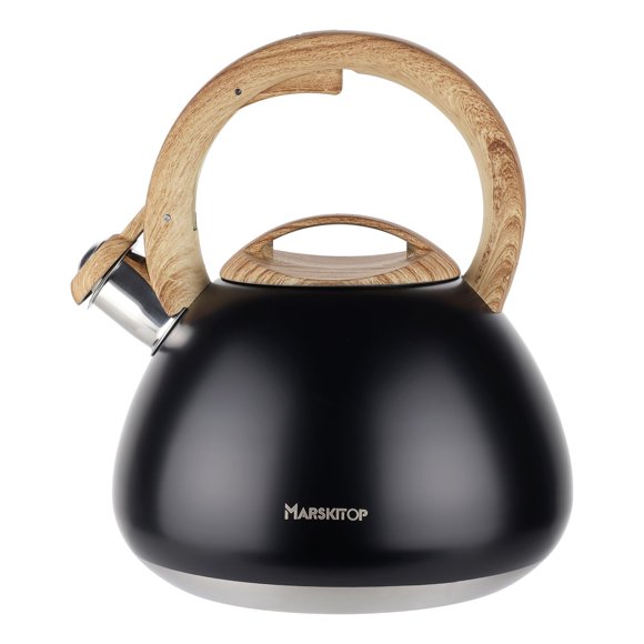 Tetera MARSKITOP de 2,6 L negra con silbato para cocina