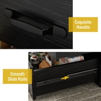 M&Ms - Coffee Table Square Led Coffee Table Engineered Wood Low Center Cocktail Tables For Living Room (Rustic Brown+Black)