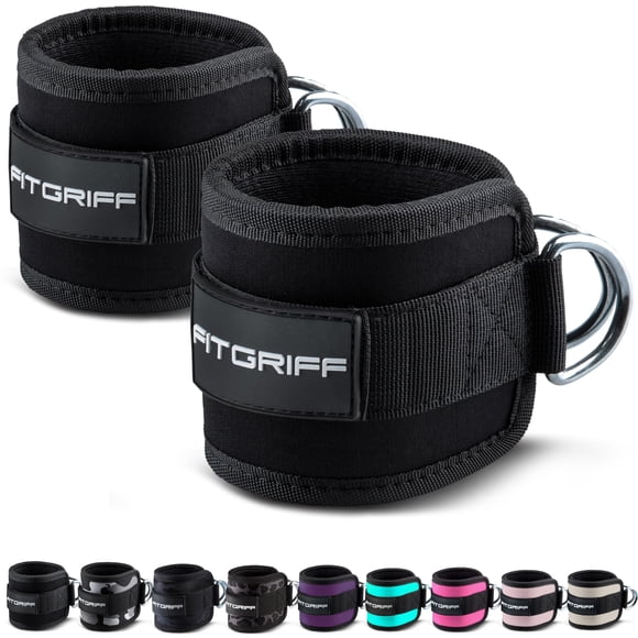 Correas de tobillo Fitgriff V1 para máquina de cables (2 piezas), negras