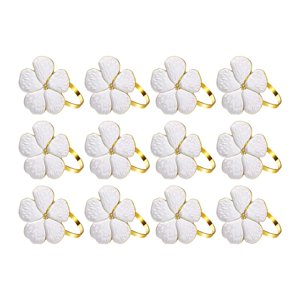 Magideal - Juego De 12 Anillos Para Servilletas, Hebillas Para Anillos De Servilletas, Soportes Para Servilletas Para Fiestas, Centros De Mesa Para Reuniones Fam Blanco
