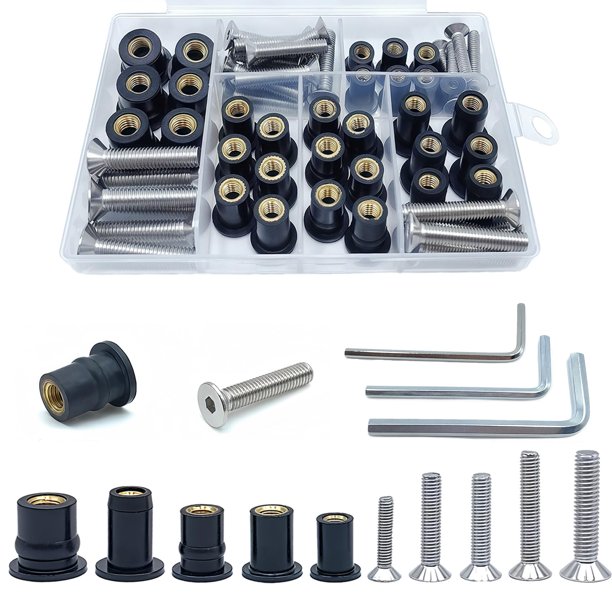 MAYEHAY Kit de 63 piezas de tuercas de caucho M4, M5 y M6 para kayak con insertos de latón