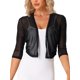 thumbnail image 1 of INSPIRE CHIC Boleros de Malla Transparente para Mujer, Chaquetas de Manga 3/4, Cárdigan Corto Ligero Negro Talla S, 1 of 6