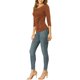 thumbnail image 2 of INSPIRE CHIC Blusa Fruncida para Mujer de Regreso a Clases con Botones Decorativos Cuello en V Manga 3/4 Top de Punto Sólido Marrón L, 2 of 7