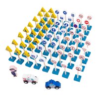 Bothyi - Juguete De Señales De Tráfico De Madera Para Accesorios De Enseñanza De Jardín De Infantes Interacción Entre Padres E Hijos 60 Piezas