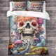 thumbnail image 3 of Juego de ropa de cama gótico con calaveras, funda nórdica, cubrecama 3D, funda de edredón creativa de 3 piezas con cierre de cremallera, microfibra suave para niños., 3 of 3