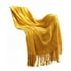 thumbnail image 1 of Manta Con Flecos Decorativa Y Tejido De Rombos En Relieve Color Amarillo, 1 of 4