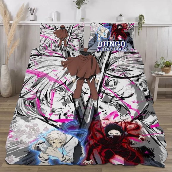 Bungo Stray Dogs Quilts for Queen Bed Bedspreads,Soft Bed Quilt Lightweight Bedspread,Quilted Coverlet