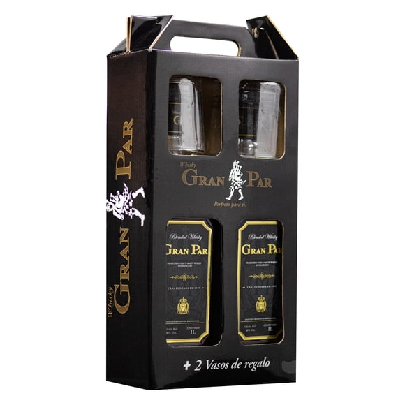 Pack x2 Whisky Gran Par 1 Lt + Vasos Regalo