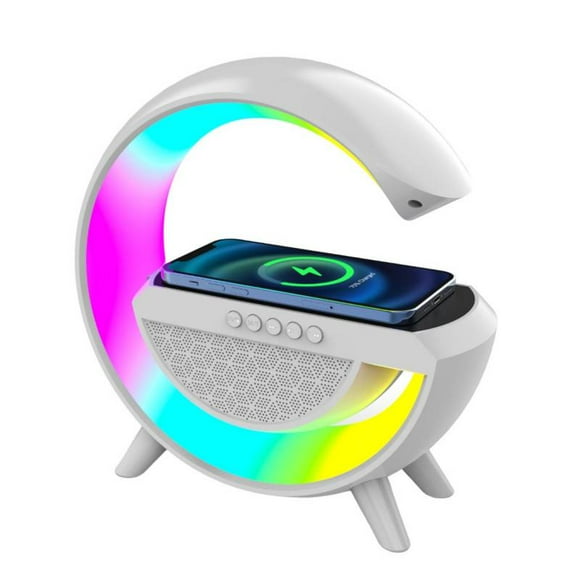 Cargador Inalambrico Lampara Mesa Inteligente Rgb Parlante