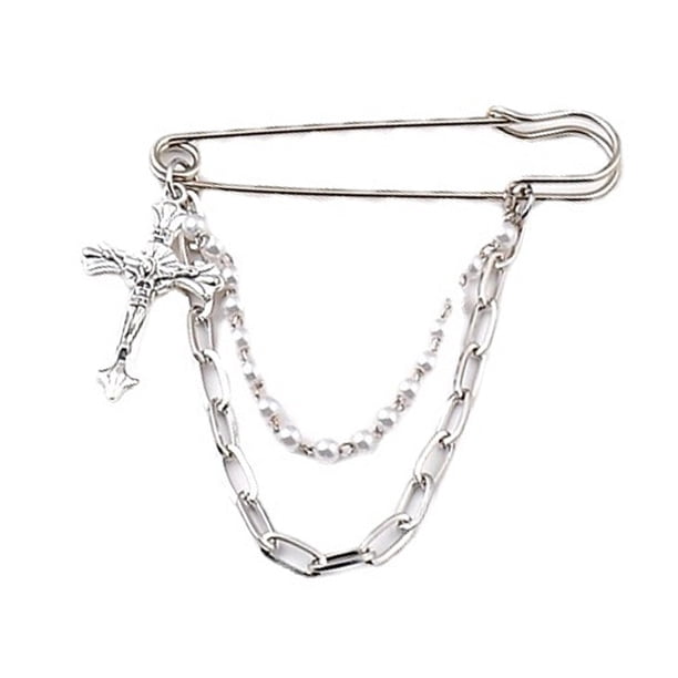 Broche de cadena larga colgante para hombres y mujeres, estilo retro, con pasadores de barra, imperdible, estilo punk, con cadenas, para suéteres, chal, cuello, abrigos, broches para niñas.