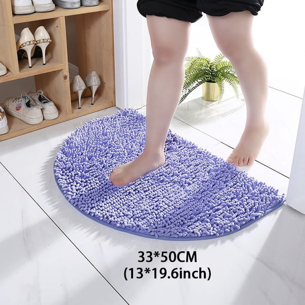 1pc Soft and Comfortable Chenille Semicircle Shaggy Rug for Bathroom and Bedroom - Anti-Skid and Absorbent Carpet for Toilet and Household - Durable Floor Mat for Home Decor and Comfort