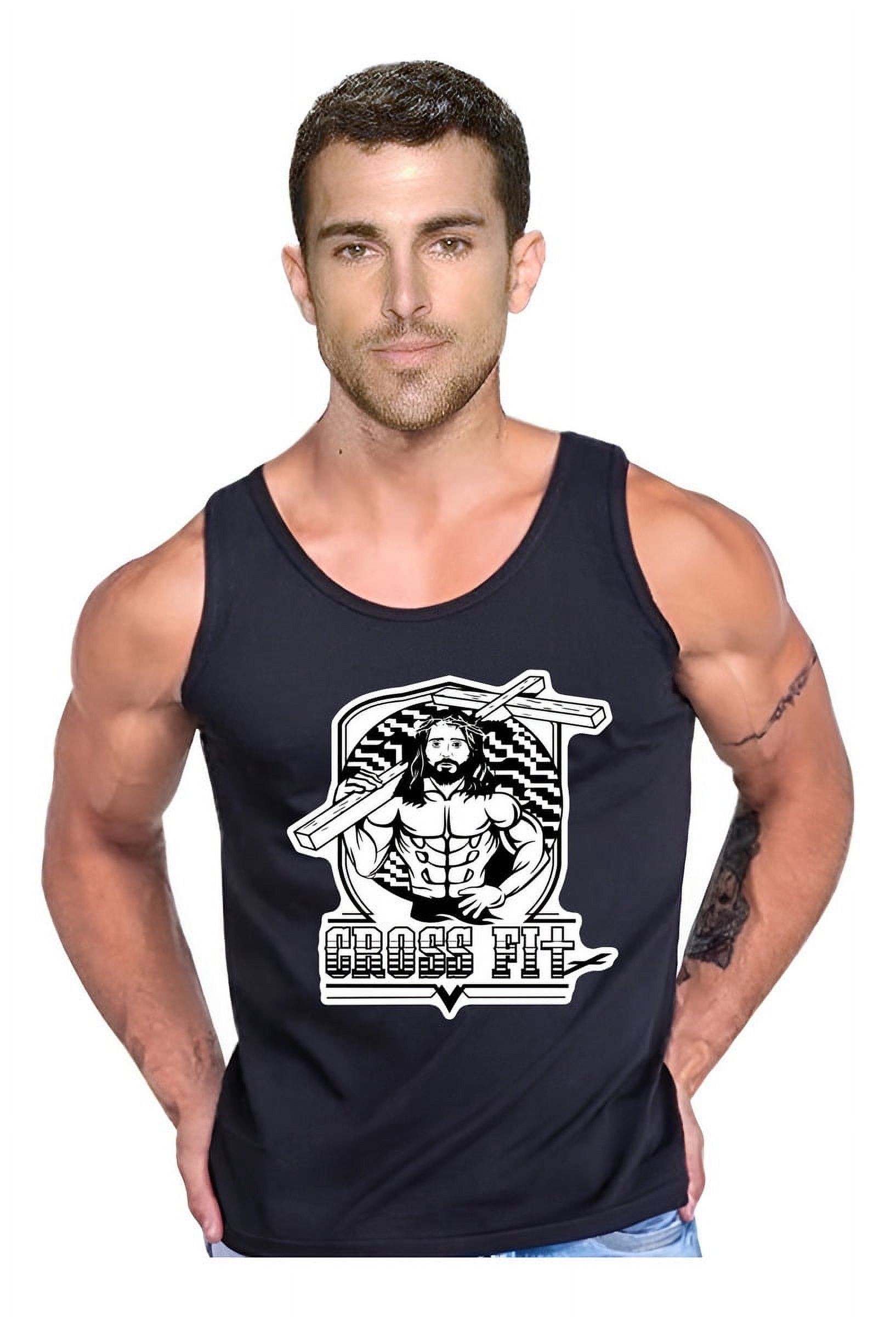 Persodesign - Polera Tank Crossfit For Jesus Musculosa Gym Life Tank Talla Xl Negro Hombre