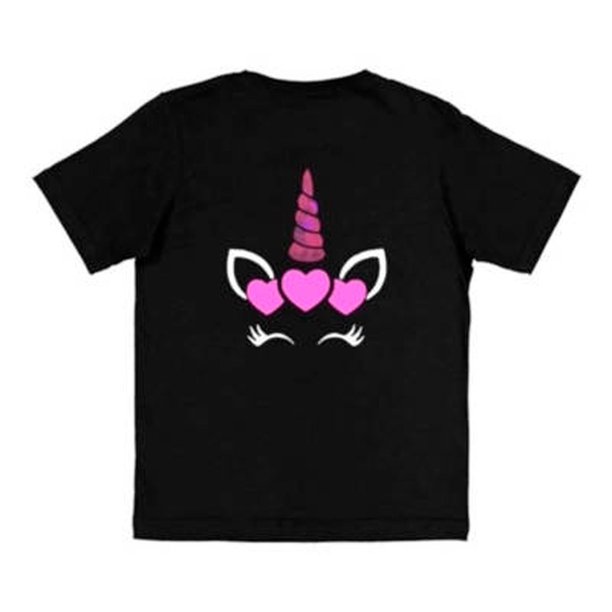 Polera Unicornio Corazon Holografico Rosado Niñas
