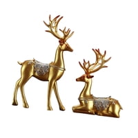 Bothyi - 2 Uds Figuritas De Renos Estatuas De Ciervos De Resina Para Decoración Del Hogar Regalo Dorado