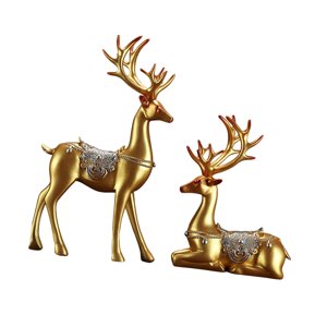Bothyi - 2 Uds Figuritas De Renos Estatuas De Ciervos De Resina Para Decoración Del Hogar Regalo Dorado
