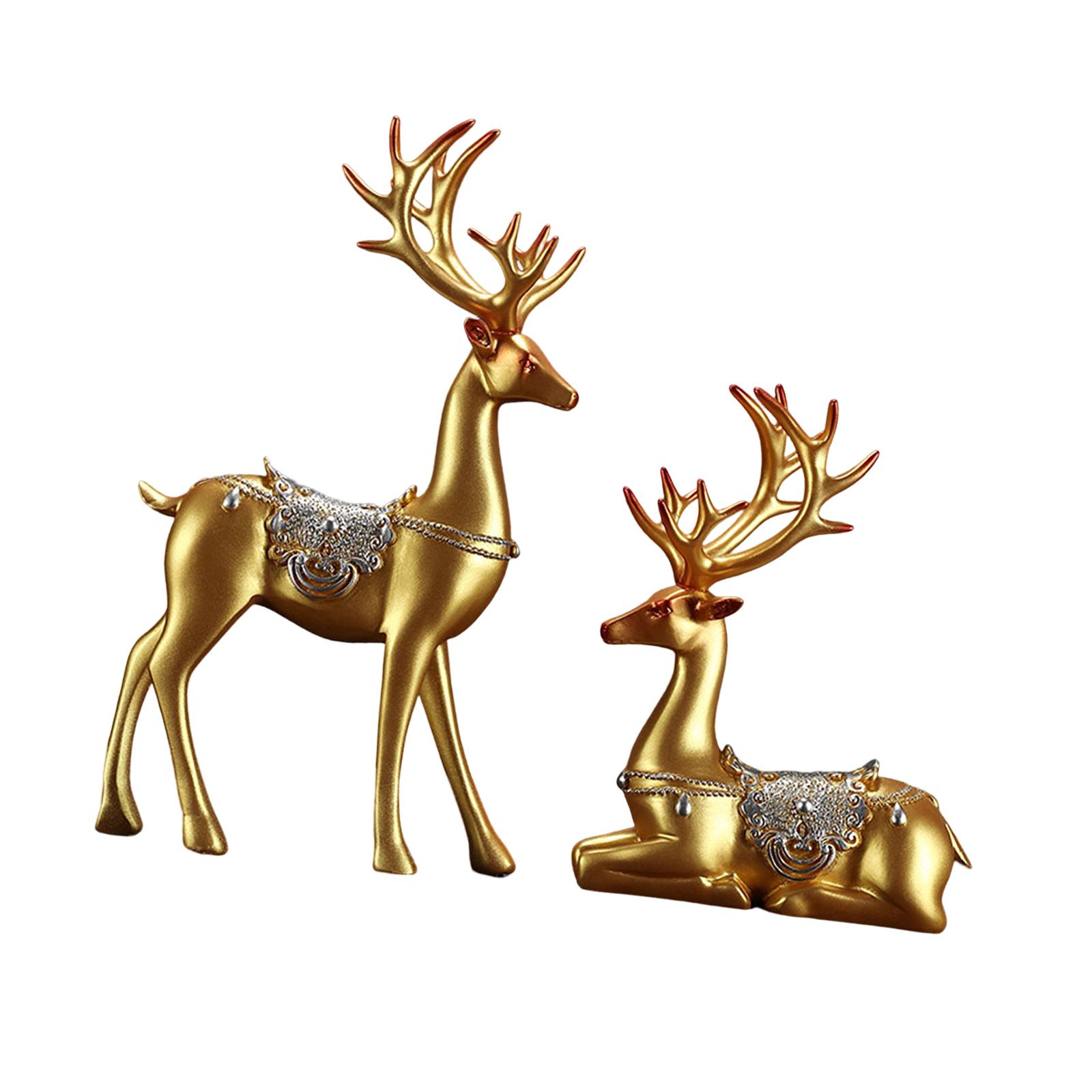 Bothyi - 2 Uds Figuritas De Renos Estatuas De Ciervos De Resina Para Decoración Del Hogar Regalo Dorado