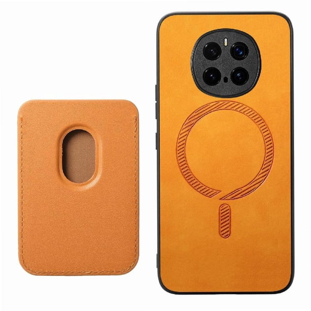 Funda de Cuero Magnética con Tarjetero para Honor Magic 7 Pro Cubierta Delgada Amarillo