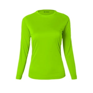 Snix - Polera Femenina Dry Fit Manga Larga-Verde Fluor Talla M