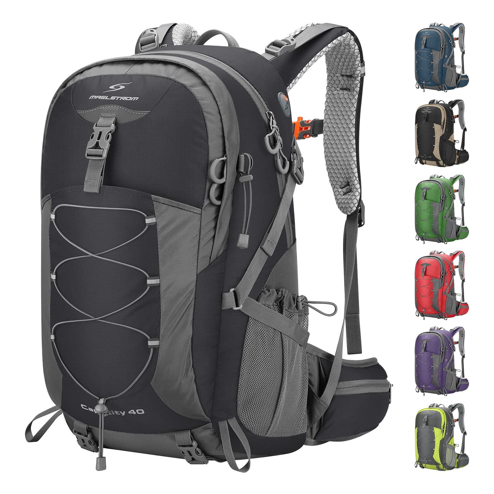 Mochila De Senderismo Maelstrom, Impermeable, 40 L, Con Funda Para Lluvia, Color Negro