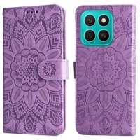 Funda Tipo Cartera Foxdock Para Honor X8C , Diseño Girasol En Relieve, Cuero Pu, Cierre Magnético, Soporte Y Tarjetero