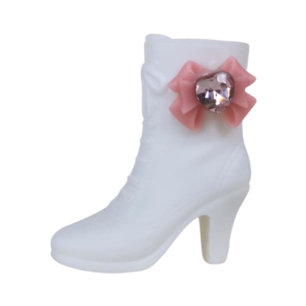 Botas de Muñeca Femenina, Zapatos de Figura de Acción, Mini Zapatos de Tacón Alto a La Moda para Figura de 12 Pulgadas, Modelo de Muñeca de Vestir Cor Lazo rosa