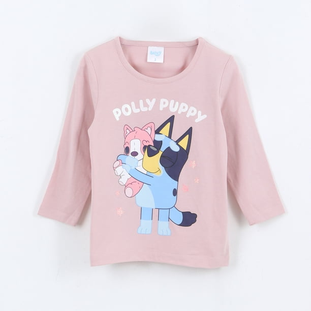 Polera Manga Larga Niña Polly Puppy Rosado Bluey