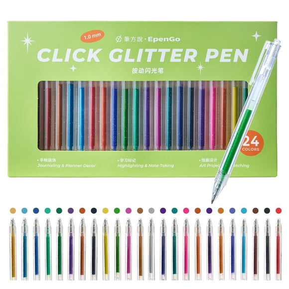 Set de Bolígrafos de Gel EpenGo 24 colores 1,0 mm Glitter Click