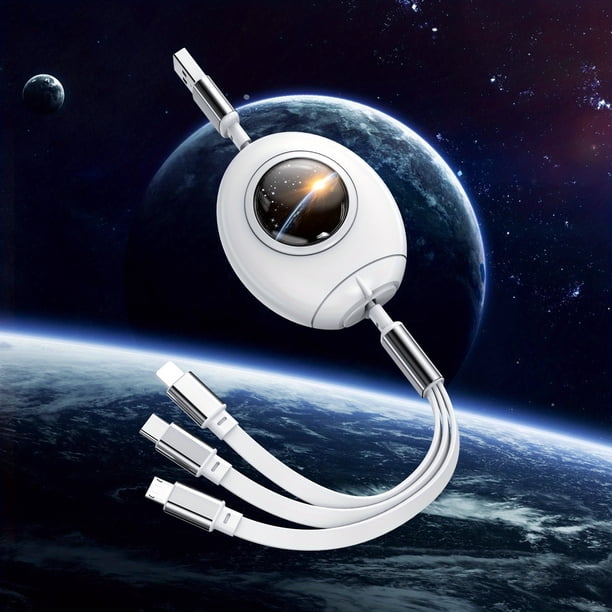 3A Multi-Head Telescopic Charging Cable: Charge Your Devices Simultaneously with the New Space Capsule One Drag!