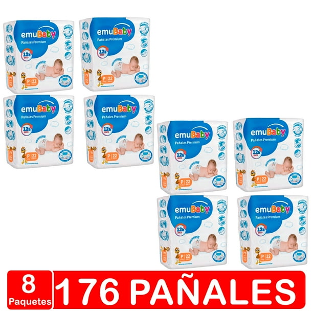Pañales Emubaby Premium Manga X8 - Talla P(pequeño) 176 pañales