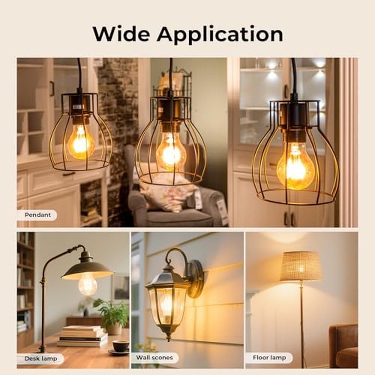 Ampolleta Led Gvvoohome A19 E26 6w 2700k Regulable Vintage 6 Un
