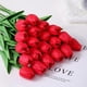 thumbnail image 4 of Xiao Hua 20 Piezas de Tulipanes Simulados, Tacto Realista, 13 Pulgadas, Tulipanes Simulados Sueltos, Adecuados para Decoración de Mesa, Ramos de Boda en Casa, etc., Rojo, 4 of 4