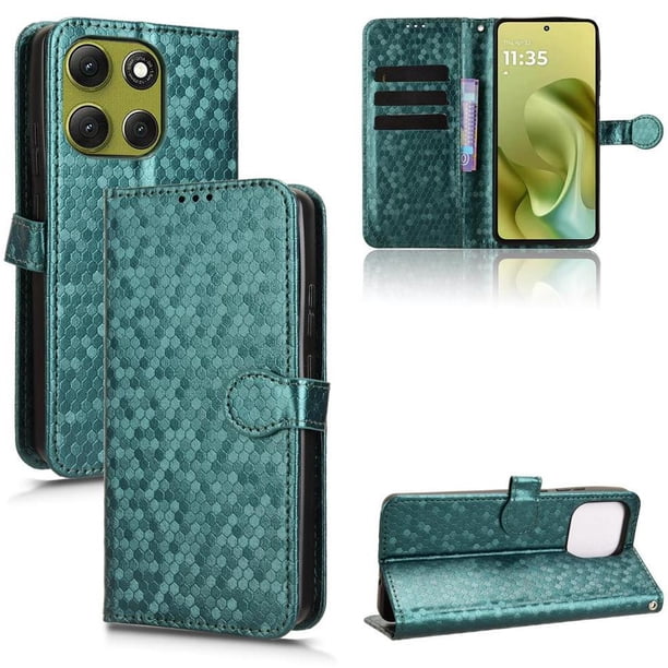 Funda Cartera Lunares Motorola Edge G86 5G con Tarjetero, Correa y Soporte Verde
