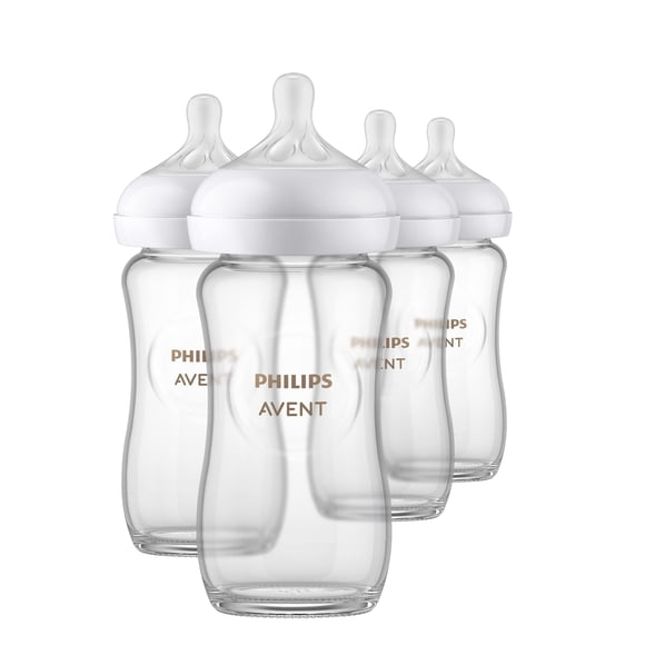Biberón Philips AVENT Glass Natural, 240 ml, paquete de 4