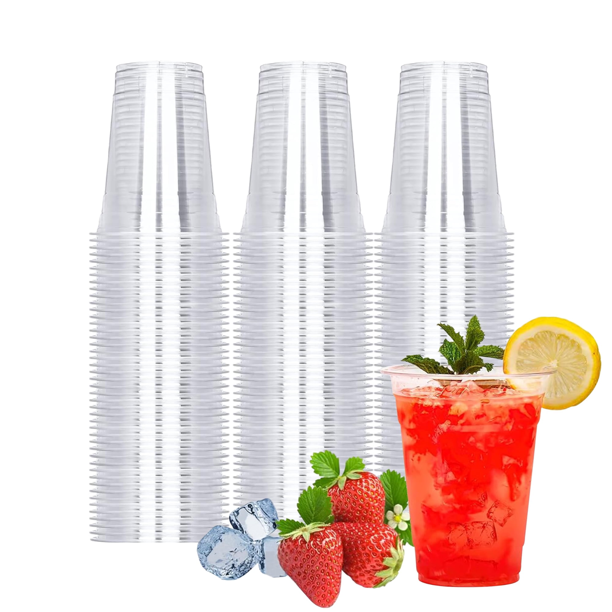 Vasos De Plástico Tashibox, 16 Oz, 100 Unidades, Pet Transparente